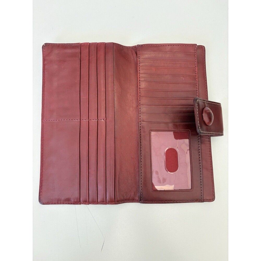 Clarks Genuine Leather Long Wallet Organizer Red Checkbook Vintage 90's Y2K - Picture 3 of 12